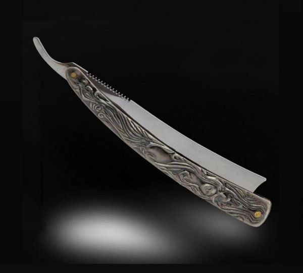 

professional straight edge stainless steel shaper barber razor folding shaving knife aluminum vintage shaver175c1798080