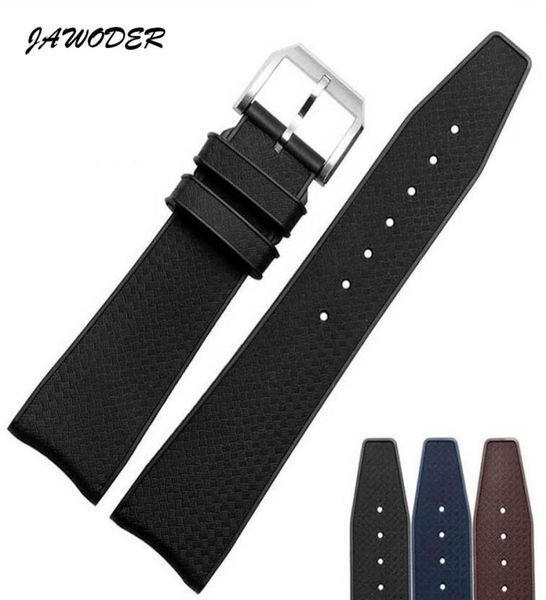 

jawoder watchband 22mm blackbrownblue waterproof diving silicone rubber watch band strap with stainless steel pin buckle for iw38352404, Black;brown
