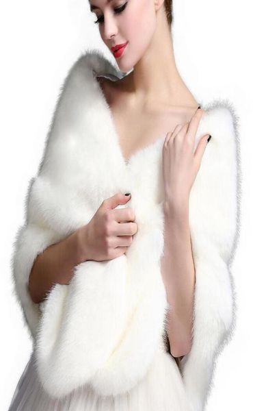 

winter wedding coat bridal faux fur wraps warm shawls shrug outerwear gray white red women jacket prom evening cloak scarf1702801
