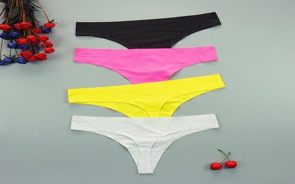 

3pcslots seamless thongs ladies underwear woman panties stringi ice silk sports intimate panty women underpants sxl six color y0232633100, Black;pink