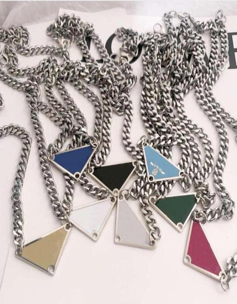 

2021 fashion punk style street inverted triangle letter chokers necklace men and women cold wind hip hop silver clavicle chain net8498393
