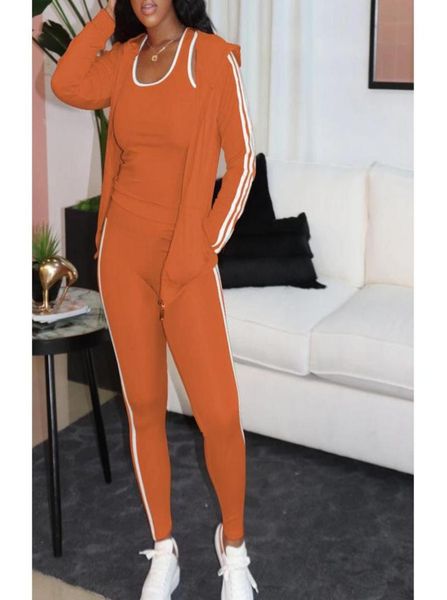 

women039s tracksuits 3 piece women lounge wear sets ladies outfits autumn tracksuit woman casual striped hoody vest pants pcs m8068825, Gray