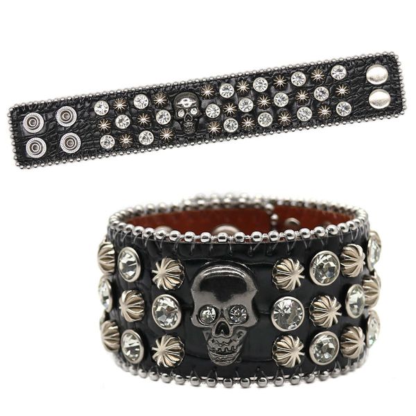 

new skull head bracelet bracelet men's hip hop punk personalized street performance accessories, Black;brown