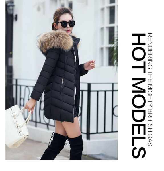 

2022 new arrival fashion slim women parkas winter jacket cotton padded warm thicken ladies coat long coats parka womens jackets2450538, Black