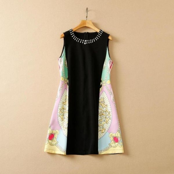 

43 2022 runway dress spring summer brand same style empire sleeveless crew neck black beads dress womens dress fashion high qualit2478218