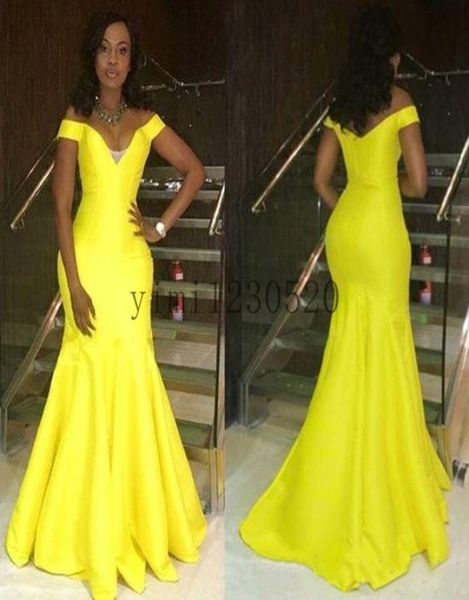 

yellow mermaid prom dresses 2022 off shoulder sweep train simple long women formal evening party gowns special occasion dress7816784, Black