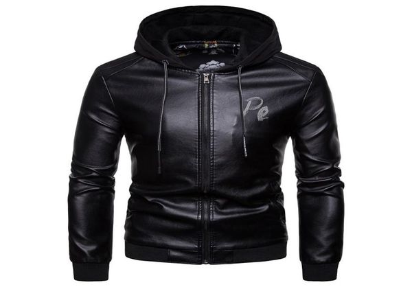 

men autumn winter warm hooded casual leather zipper long sleeve jacket coat 4o23 f7570526, Black;brown