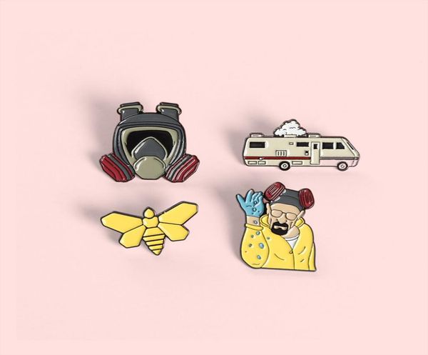 

retro bus gas mask creative brooches pins 4pcsset cartoon animal figure alloy paint enamel badges for girls small jewelry gift ba2373662, Gray