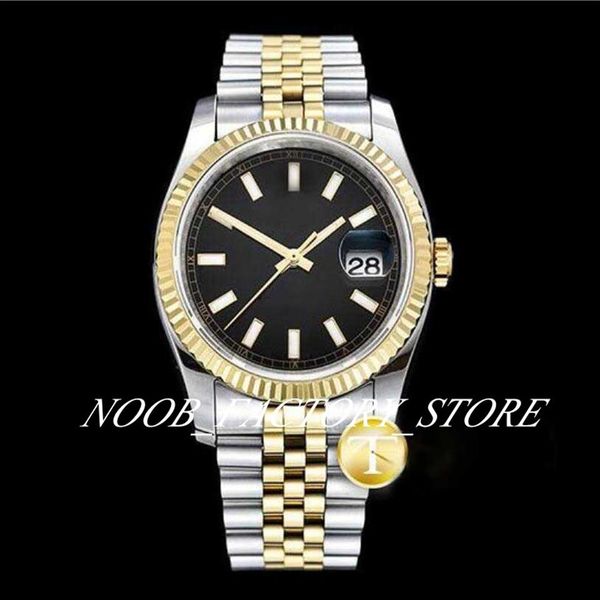 

watches men new factory dj 36mm two tone gold jub rg ss black thick lume sapphire luminescent dial diamond bezel automatic movemen253l, Slivery;brown