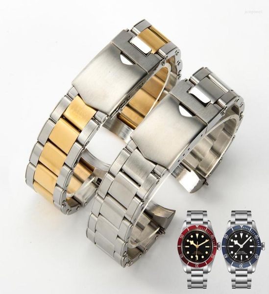 

watch bands solid steel strap for black bay 79230 79730 erie chrono band arc interface bracelet 22mm6099446, Black;brown