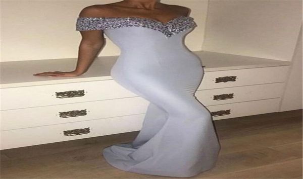 

2018 new grey sweetheart off the shoulder beading prom dresses short sleeves zipper back evening dresses floor length ba67734000922, Black