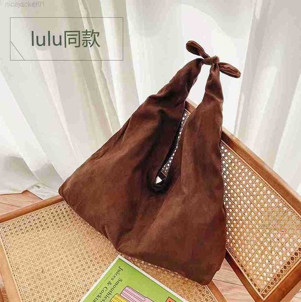 

2023 designer luluslemens bag same style can simplify solid color tote bag one shoulder crossbody large capacity women's bag outdoor sh