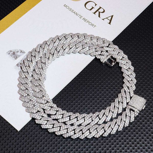 

custom hip hop jewelry 12mm personalized cuban link necklaces in silver 925 gra certificate bling