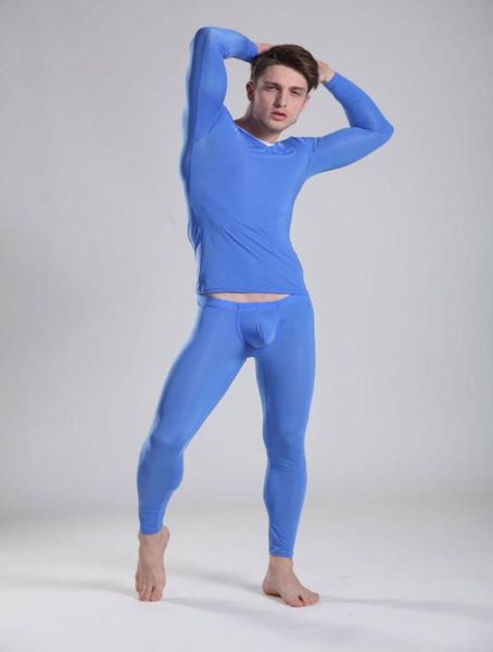 

mens fashion tight low waist underwear set men translucent thermal underwear1743233, Black;white