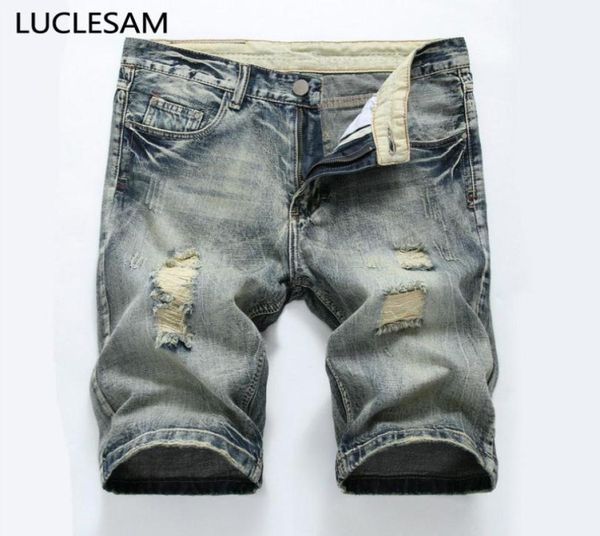 

mens straight ripped denim shorts 2020 new summer fashion designer jeans for men casual color hip hop biker skinny jean shorts422971936, Blue