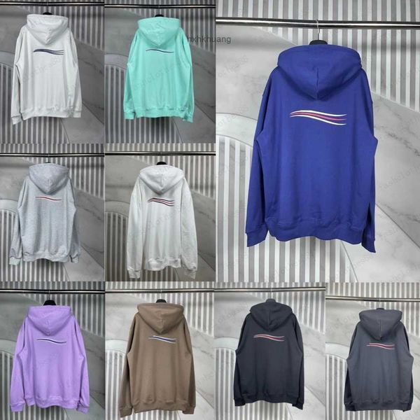 

2023 spring wave men's hoodie sweatshirts hooded sweater fashion brand badge long-sleeved hip-hop streetwear pullover sweater round nec, Black