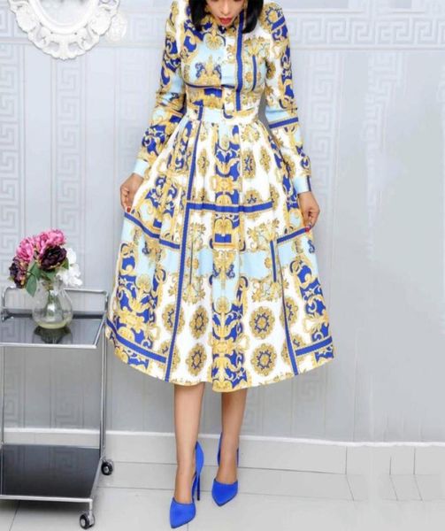 

casual dresses autumn fashion women dress fall printed full sleeve a line high waisted temperament commute robe xxxlcasual5578399, Black;gray