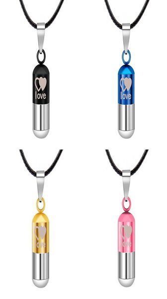 

stainless steel urn cremation ashes necklace for women men family heart save love open locket leather chain couple fashion jewelry4591480, Silver