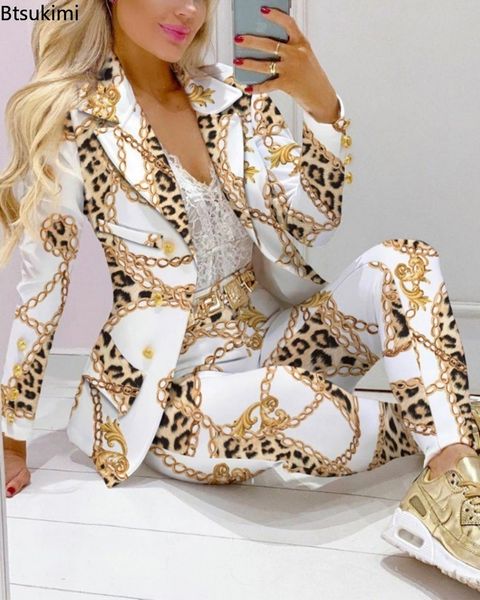 

women's two piece pants two piece set women formal office tracksuits for ladies outfits lapel collar double breasted blazer suit pants, White