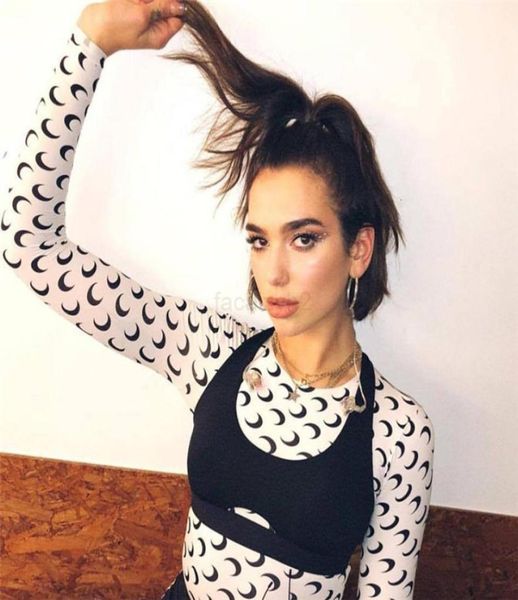 

fashion t summer shirt moon print tight short paragraph bottoming long sleeve women039s clothing tshirt 2020 elegant 15117983945, White