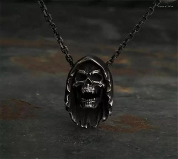 

pendant necklaces vintage men039s stainless steel skull necklace gothic punk locomotive rider jewelry4895311, Silver
