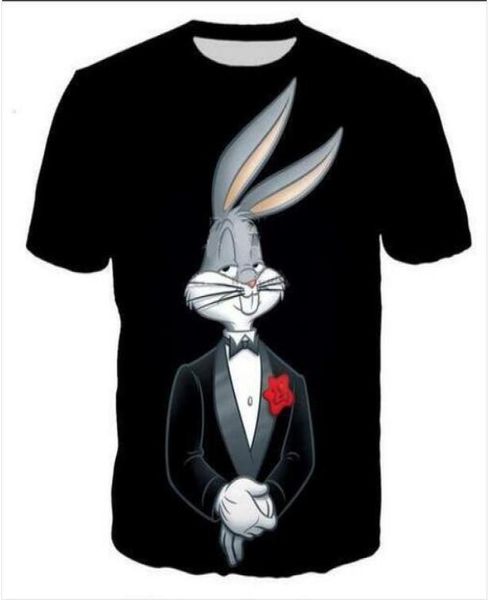 

new fashion menswomans cartoon character bugs bunny tshirt summer style funny 3d print casual t shirt plus size aa012418303, White;black