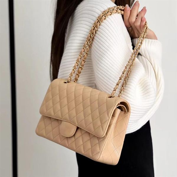 

designer tote bag luxury evening bags 10a mirror quality caviar flap bags chain bag 25cm with box c001252w