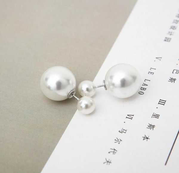 

temperament allmatch doublesided size ball pearl earrings for women korean simple design fashion jewelry 2021 stud25857728164142, Golden;silver