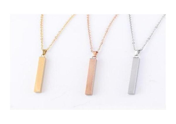

stainless steel bar pendant necklace rose gold silver solid blank bar charm for buyer own engraving jewelry lgetv6667337