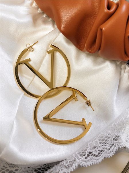 

designer earrings hoop earrings fashion stud big circle earrings designer for women jewelry designers gold sliver letter l valentine, Golden;silver