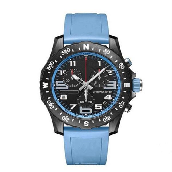 

new arrivals male watch quartz satch stainless steel watches black dial man chronograph wristwatch 48mm rubber strap 266201b, Slivery;brown