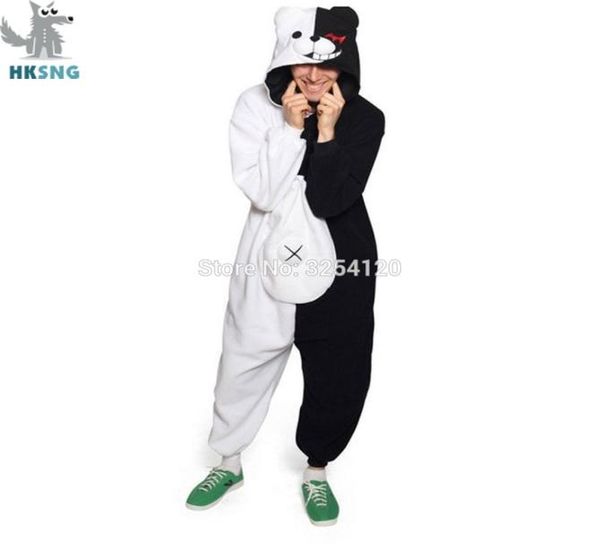 

hksng kigurumi bear animal pajamas danganronpa black white bear monokuma onesies cosplay costume jumpsuits christmas t2001104890075, Black;red