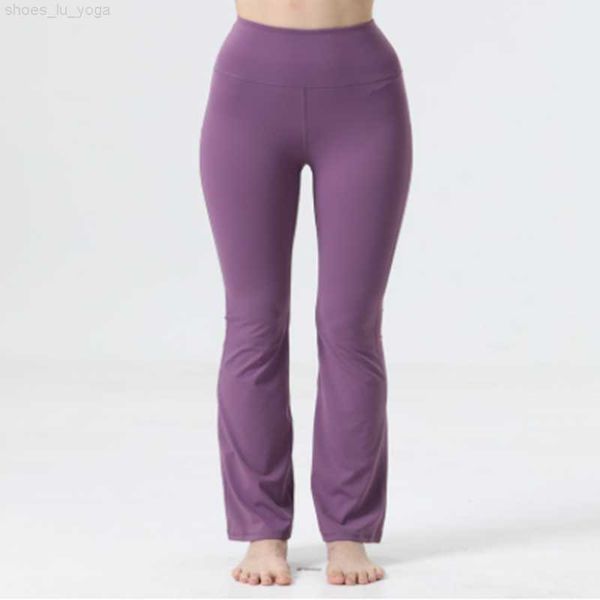 

ll yoga 2022 new align lu-07 women yoga pants solid color nude sports shaping waist tight flared fitness loose jogging sportswear womens nin
