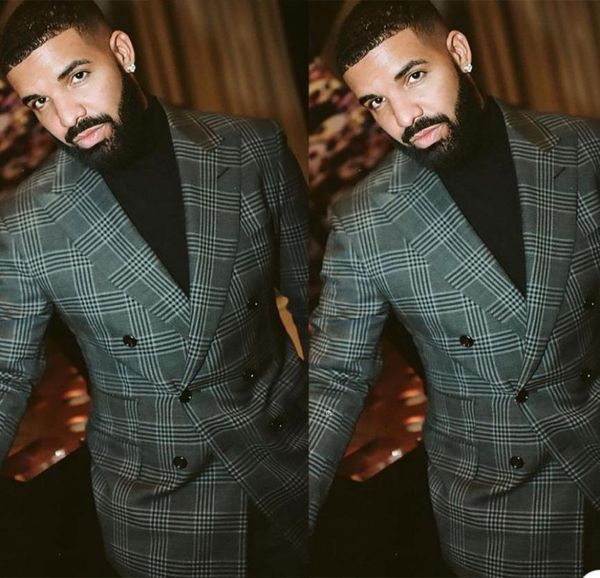 

classic check mens tuxedos slim fit double breasted men business pants suit tailored prom party wedding suits jacketpants7651699, Black;gray