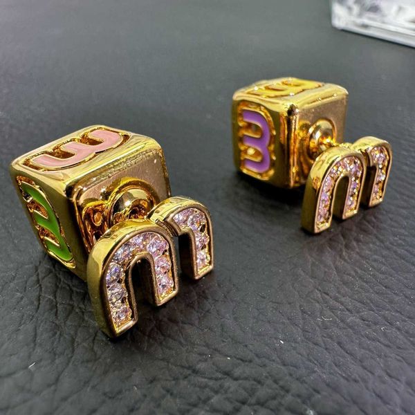 

Top designer MiuMiu Fashion Earrings Colorful Letter m for Women New High end Light Luxury and Unique Style Gold Earrings Valentine's Day gift Jewelry Accessories