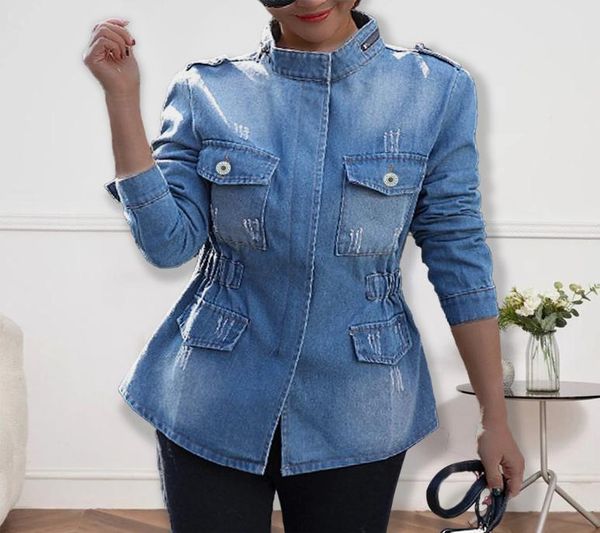 

women039s jackets women plain casual long sleeve lapel singlebreasted denim coats blouse ladie4204651, Black;brown