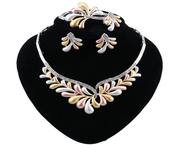 

dubai fashion silver jewelry sets for women choker necklace ring charm earrings african wedding bridal jewelry set8318234, Slivery;golden