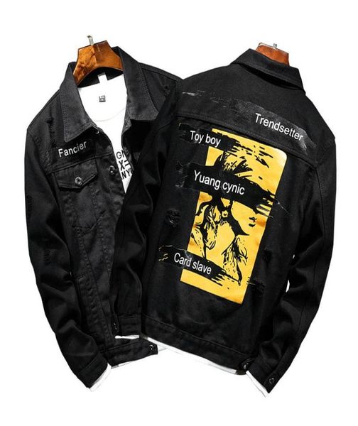 

men039s jackets fashion printed denim jacket spring autumn casual ropa para hombre men clothing casacas jeans4050866, Black;brown