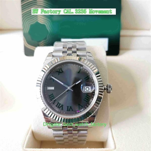 

ew factory mens watch super quality 41mm 126334 president wimbledon sapphire luminova watches 904l steel cal 3235 movement mechani2347, Slivery;brown