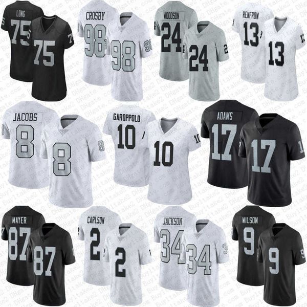 

davante adams maxx crosby custom football jersey hunter renfrow jimmy garoppolo jakobi meyers josh jacobs tyree wilson aidan o'connell, Black;red