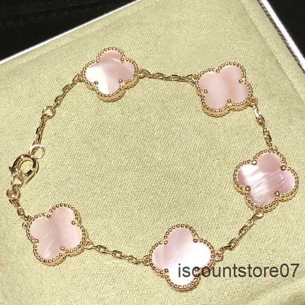 

four leaf clover bracelet natural shell gemstone 925 silver designer for woman t0p highest counter quality classic style exquisite gift with, Golden;silver