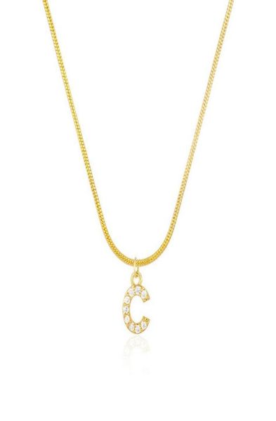 

inlaid zircon pendant necklaces letter initial pendant necklace for women gold chain cute charms collier alphabet necklaces jewelr8456838, Silver