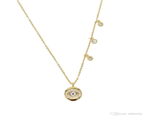 

new fashion round necklace inlay hamsa lucky evil eye pendent necklace gold filled cubic zirconia cz fashion classic eyes jewelry4369966, Silver