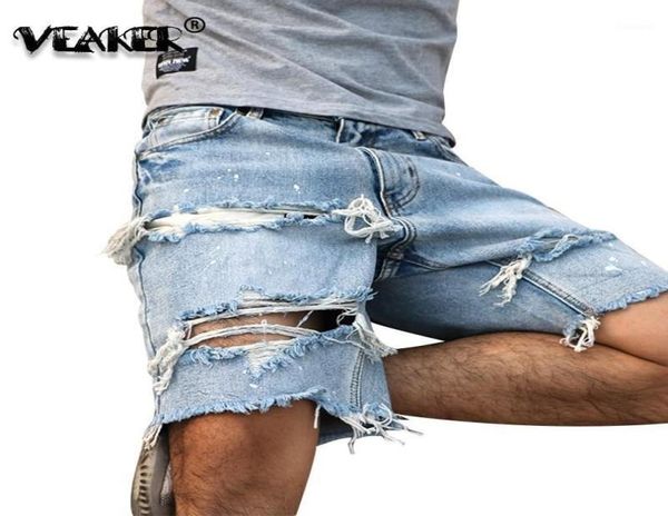 

2020 cowboy shorts men039s denim short jeans men hole pants summer male hip hop beggar zipper shorts gay streetwea1565759, Blue