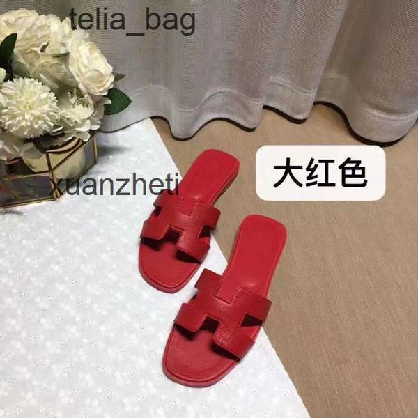

summer hers bear oran 2023 women's baida slipper sandal designer shoes slippers color matching leatflat sandals for tourism litchi patt
