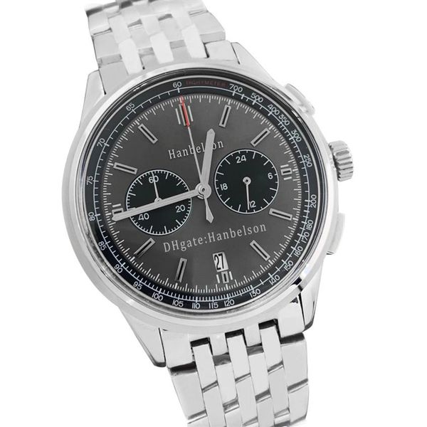 

2021 men watch gray surface vk chronograph multifunctional quartz battery black technology stainless steel business trend menes hi291j, Slivery;brown
