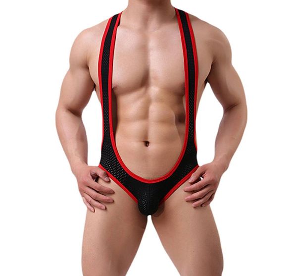 

mens undershirt mesh bodysuit jockstrap open bupajamas briefs underwear style leotard wrestling singlet swimsuit new9218856, Black;brown