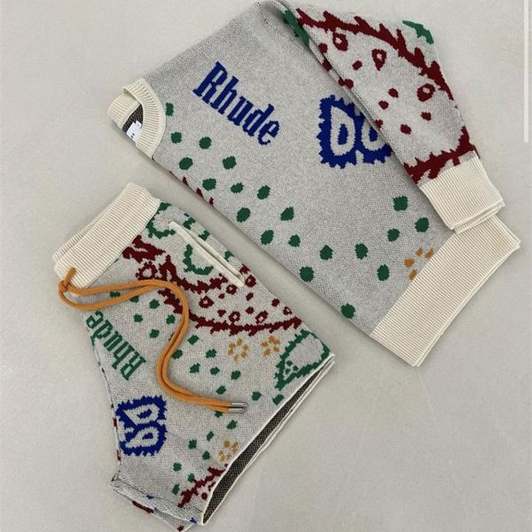 

men s sweaters 23ss rhude sweater cashew flower print vintage jacquard 1 high street round neck pullover apricot s xl knitted shorts 230821, White;black