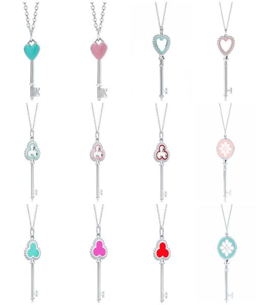 

original tif 925 sterling silver love key multicolor optional personality fashion vibrant girl woman jewelry necklace pendant4260614