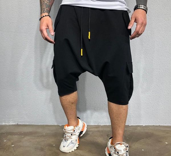 

hip hop streetwear men shorts sweatpants shorts fitness men jogger sweatpants fashion men casual cargo pant trousers male7806088, Black